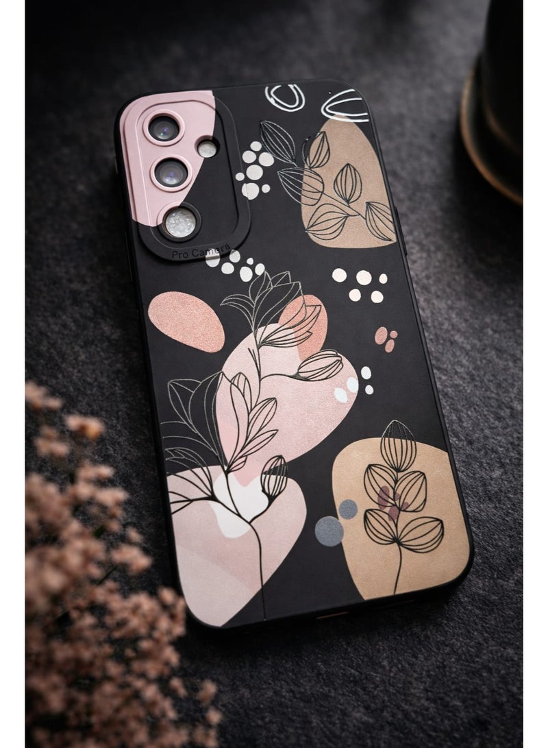 for Samsung Galaxy M55 5G Case Creative Design Flower Pattern Slim Soft Silicone Protective for Galaxy M55 5G phone Cover (Morandi Black, Samsung Galaxy M55 5G) - Image 4
